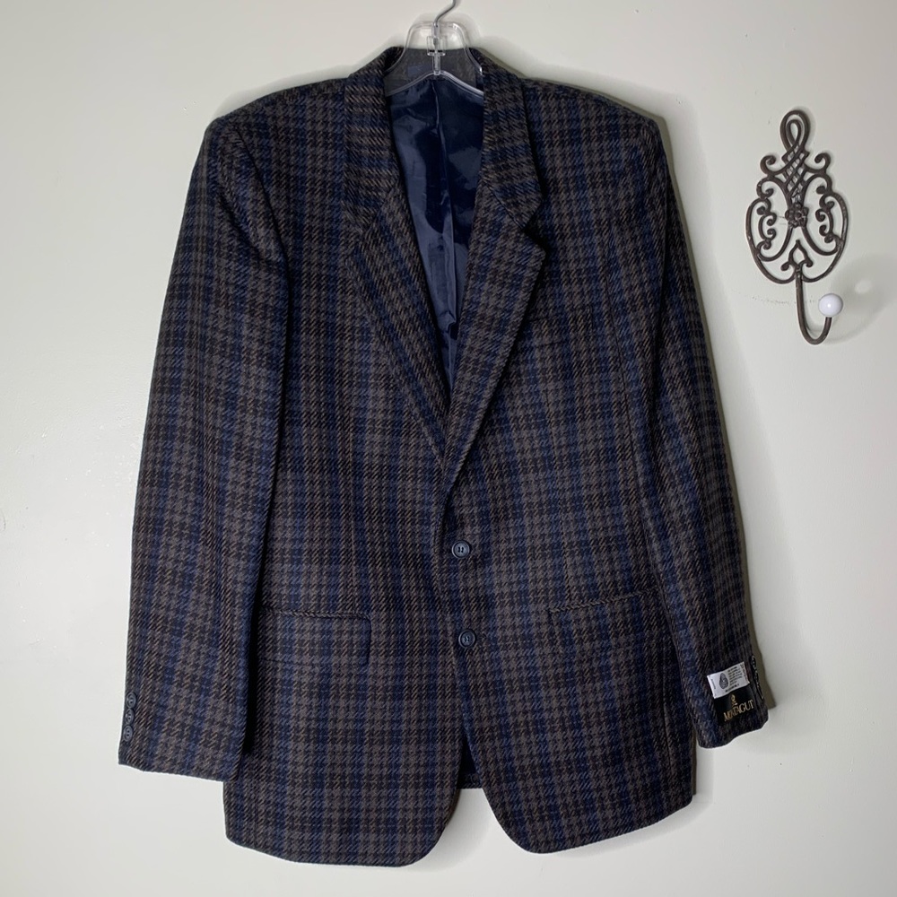 NWT Vintage Maison Montagut Plaid Wool Sport Coat Blazer 38R Made in France §